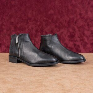 Aquatalia Wmn Nadie Black Leather Ankle Zip Narrow Dressy Fashion Boots size 7.5